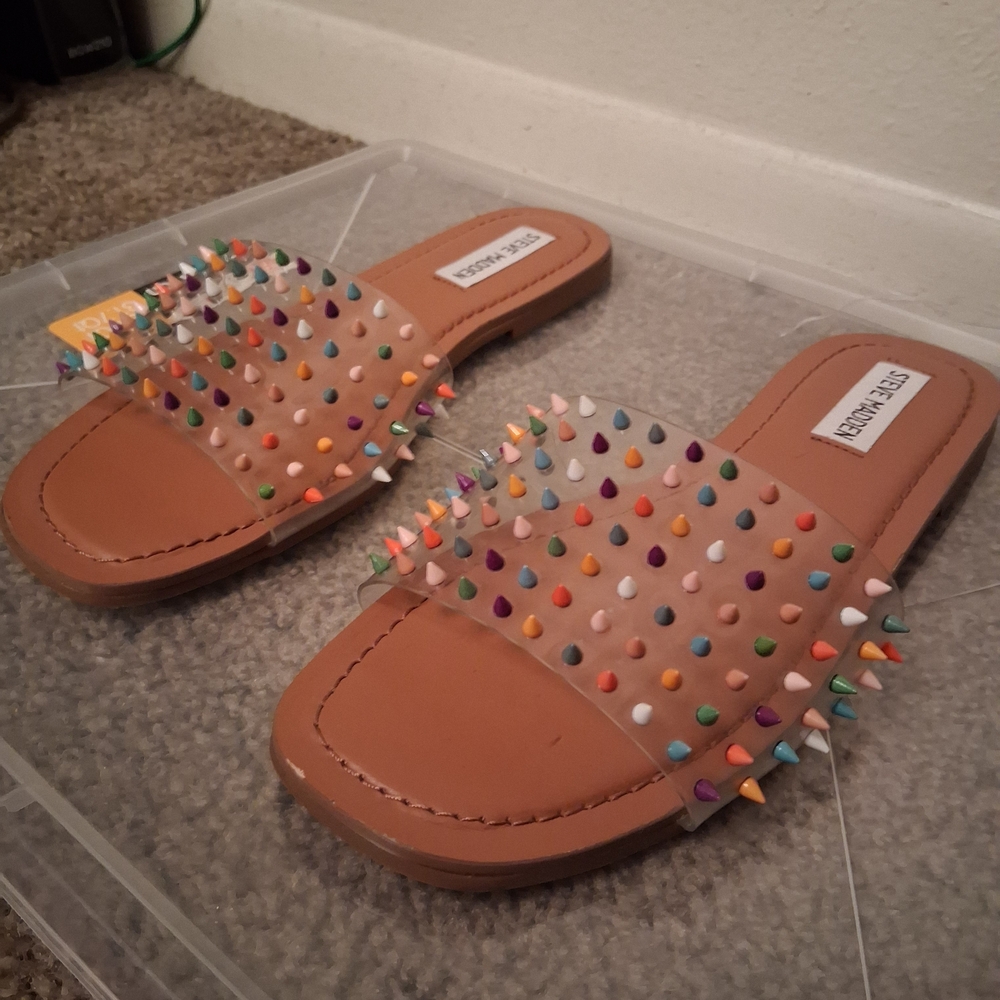 Steve Madden Clear Sandals with Colorful Studs - Picture 3 of 5